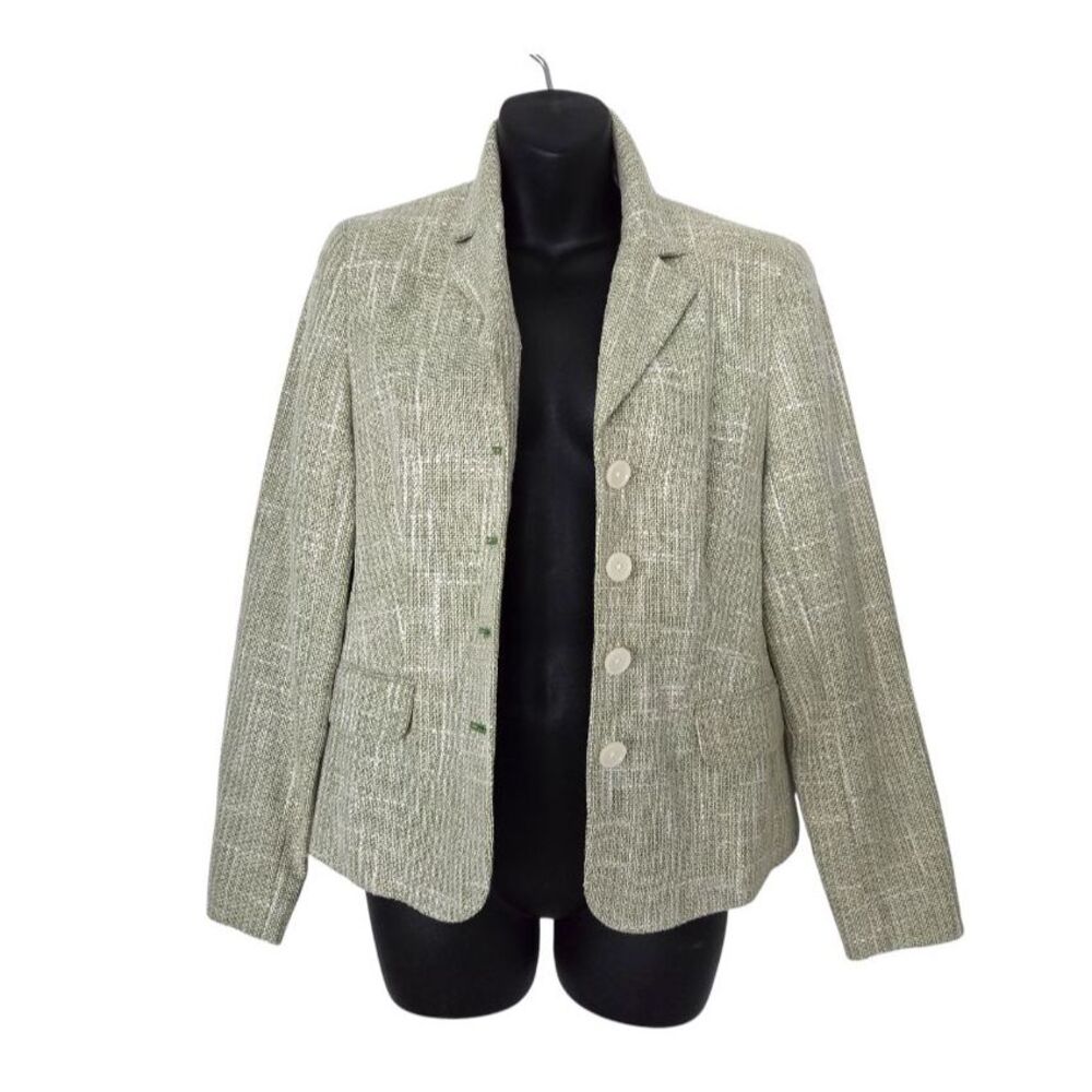 Michael Kors Linen Tweed Blazer Jacket 4 Sage Green Coastal Grandma Quiet Luxury
